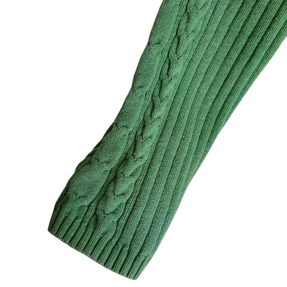 Old Navy Y2K Ribbed Cable Knit Hooded Sweater Womens Medium M Green Deep V Neck - Picture 4 of 10